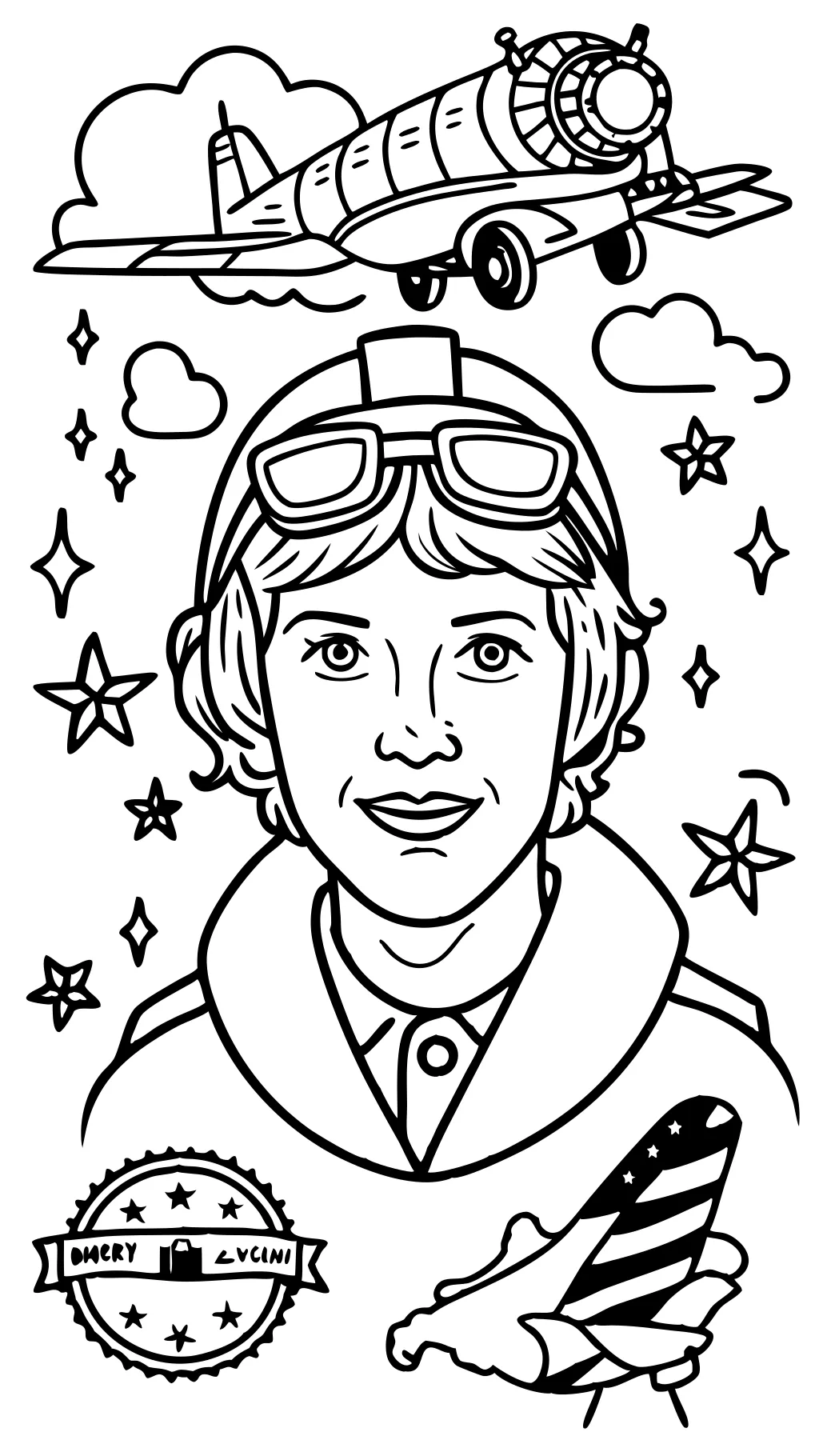 coloring pages of amelia earhart